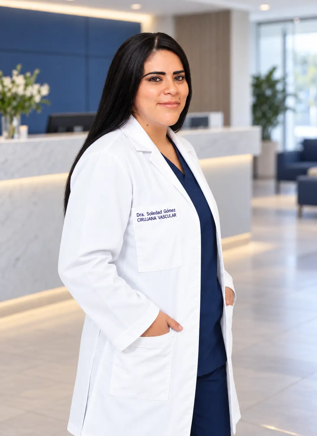 La Dra. Soledad Gómez Pérez en su consultorio de cirugía vascular en Quito